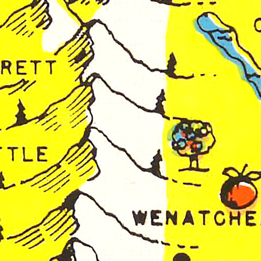 Vintage Map of Washington State, 1950