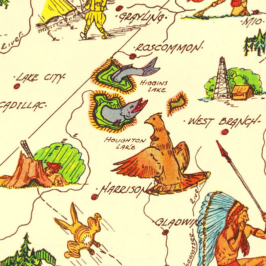 Vintage Map of Michigan, 1940