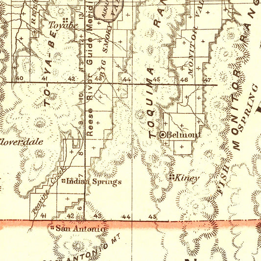 Vintage Map of Nevada, 1876