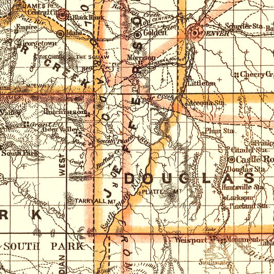 Vintage Map of Colorado 1876