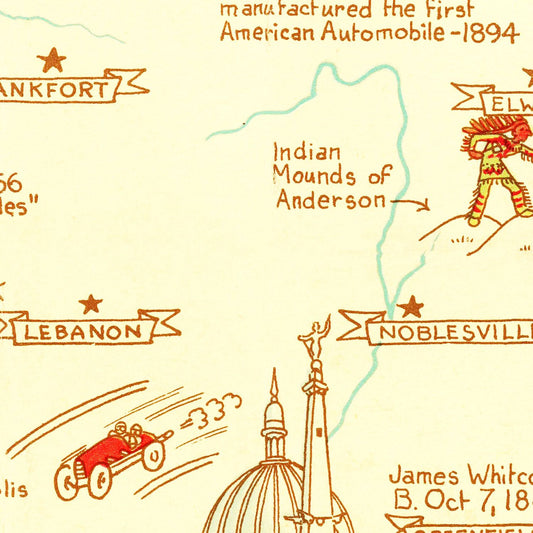 Vintage Map of Indiana, 1932