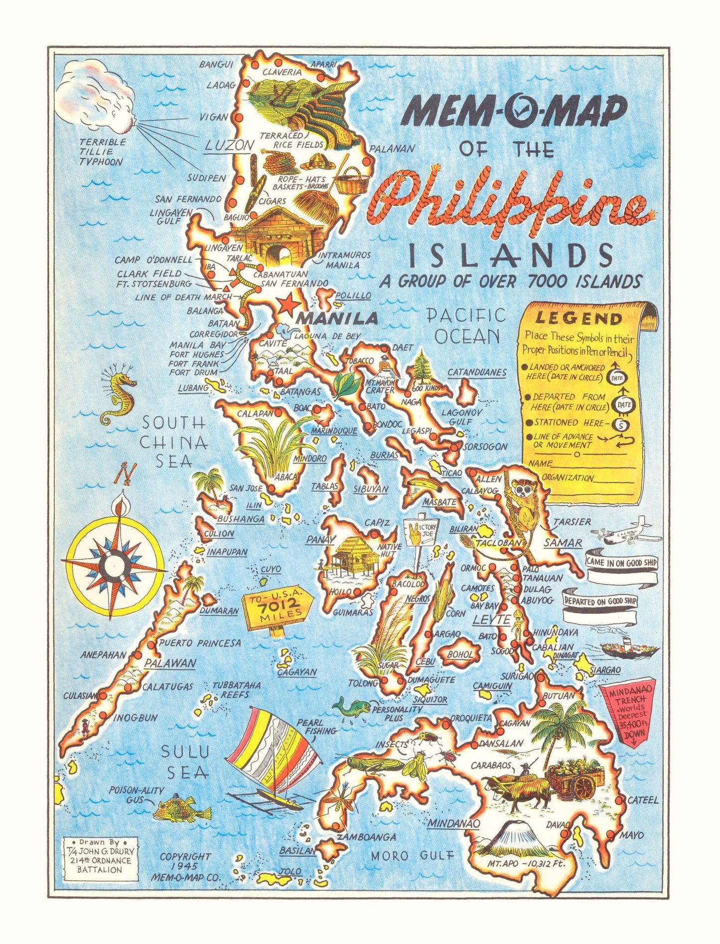 Vintage Map of the Philippines, 1945