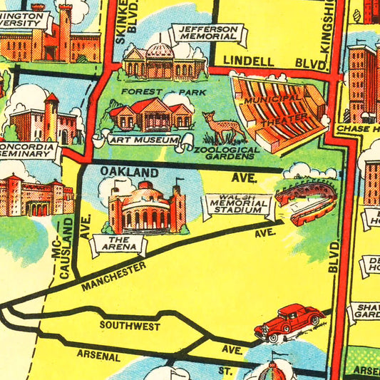 Vintage Map of St. Louis, Missouri, 1940