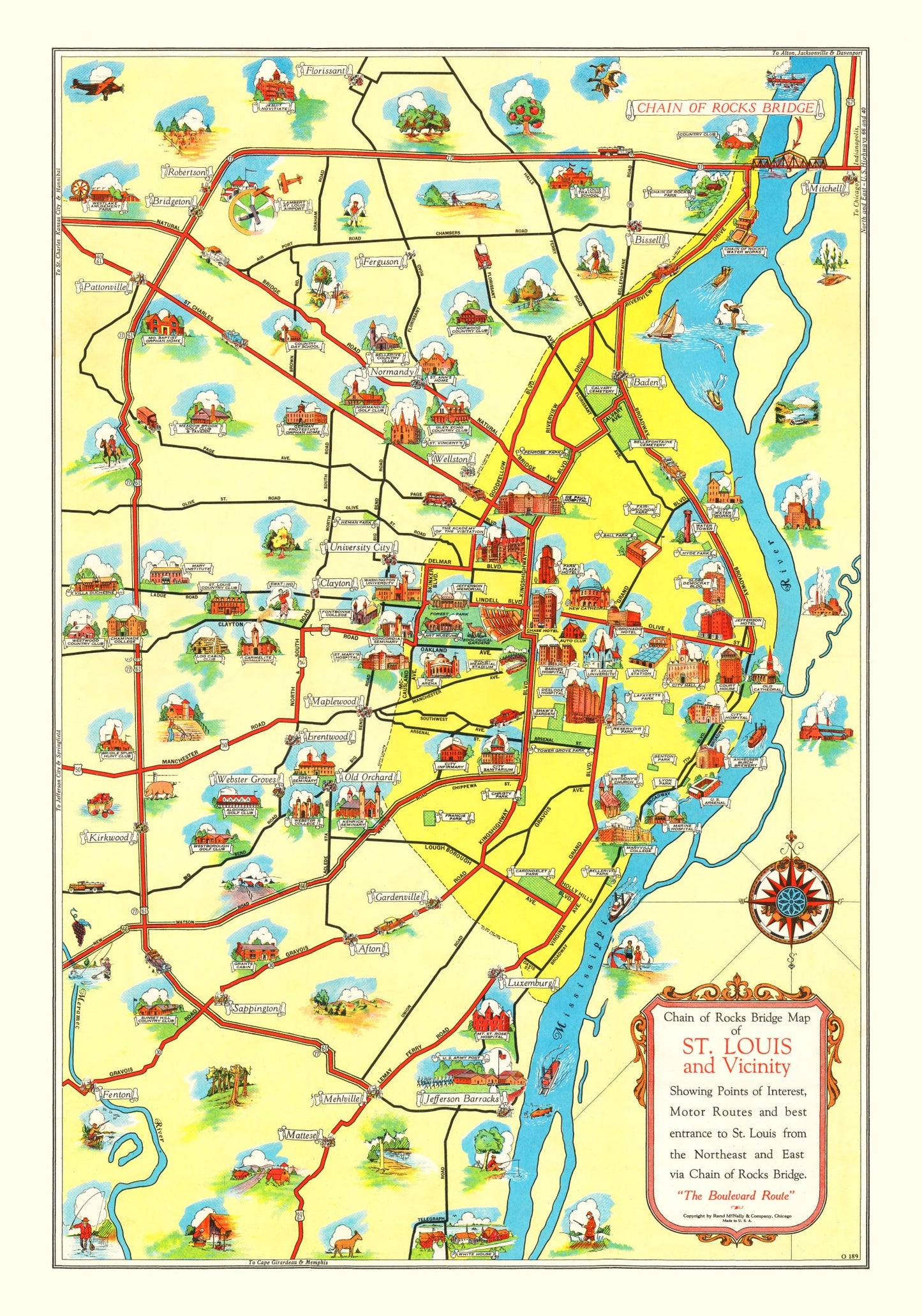 Vintage Map of St. Louis, Missouri, 1940