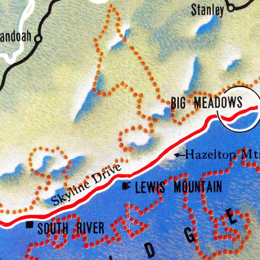 Vintage Map of Shenandoah National Park, Virginia, 1947 II