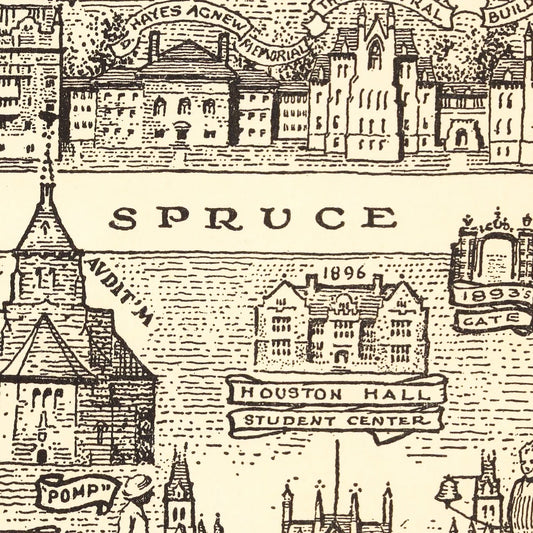 Vintage Map of University of Pennsylvania Area, 1933