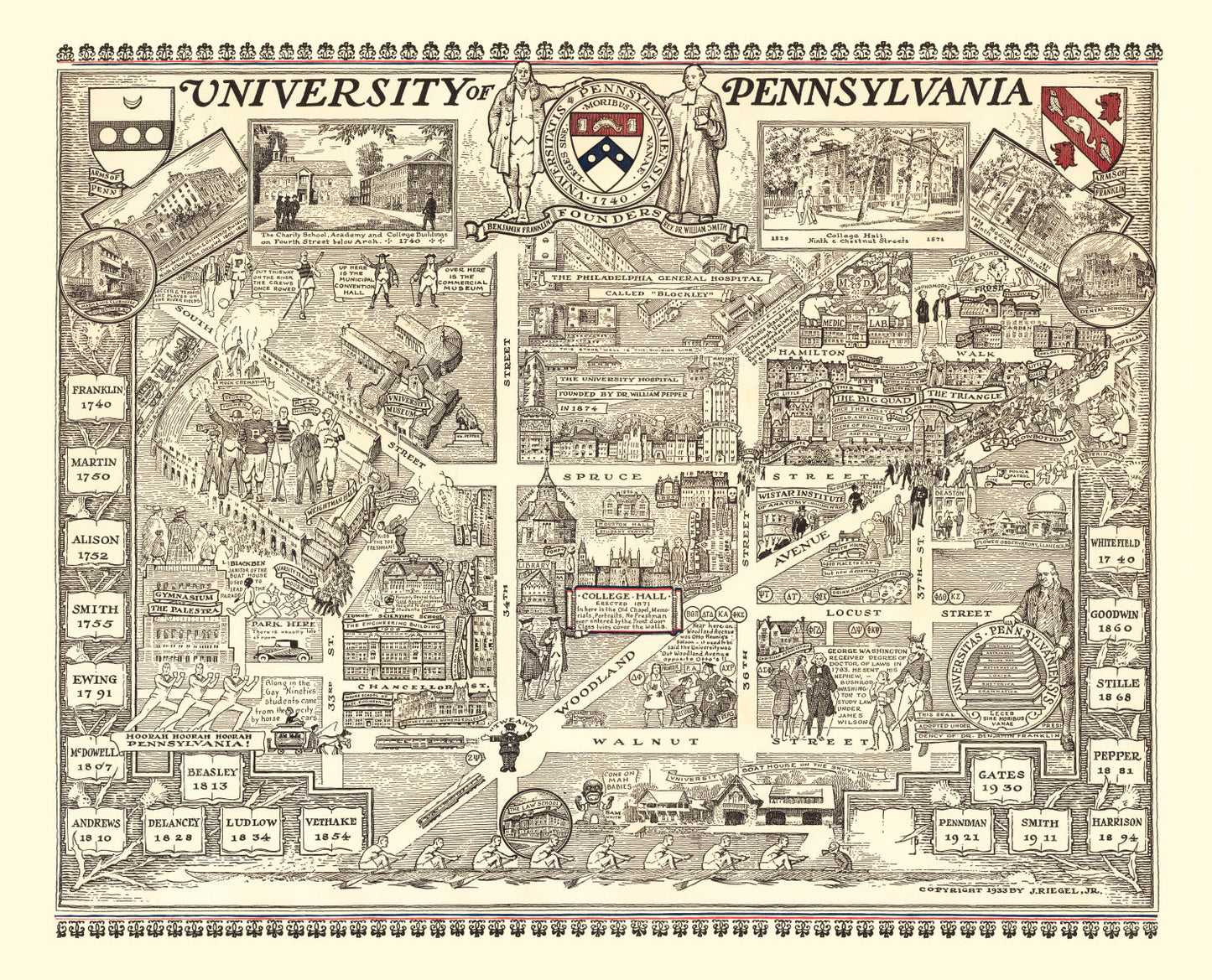 Vintage Map of University of Pennsylvania Area, 1933