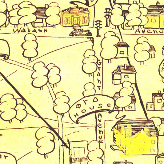 Vintage Map of Wabash College, Crawfordsville, Indiana, 1928