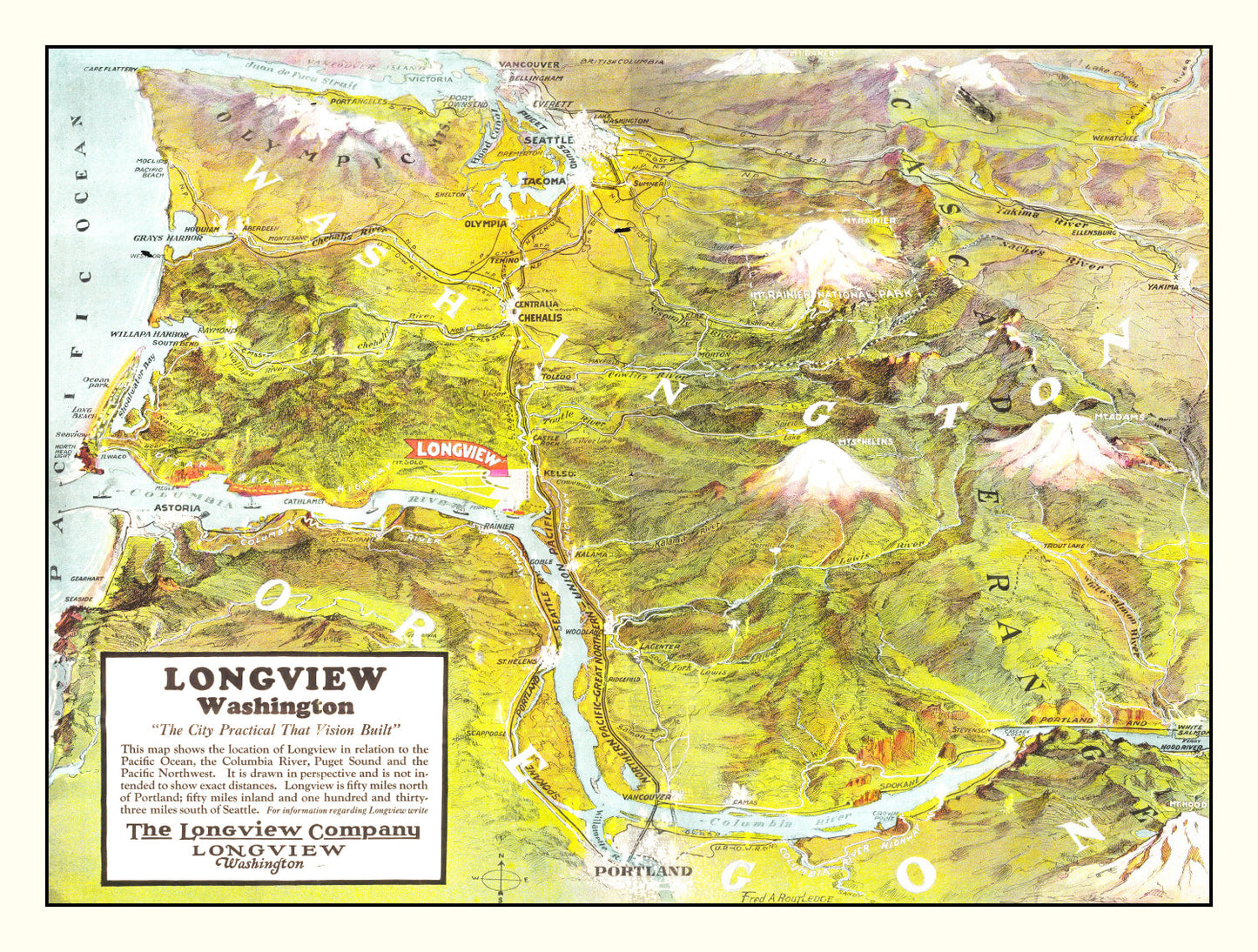 Vintage Map of Longview, Washington, 1923