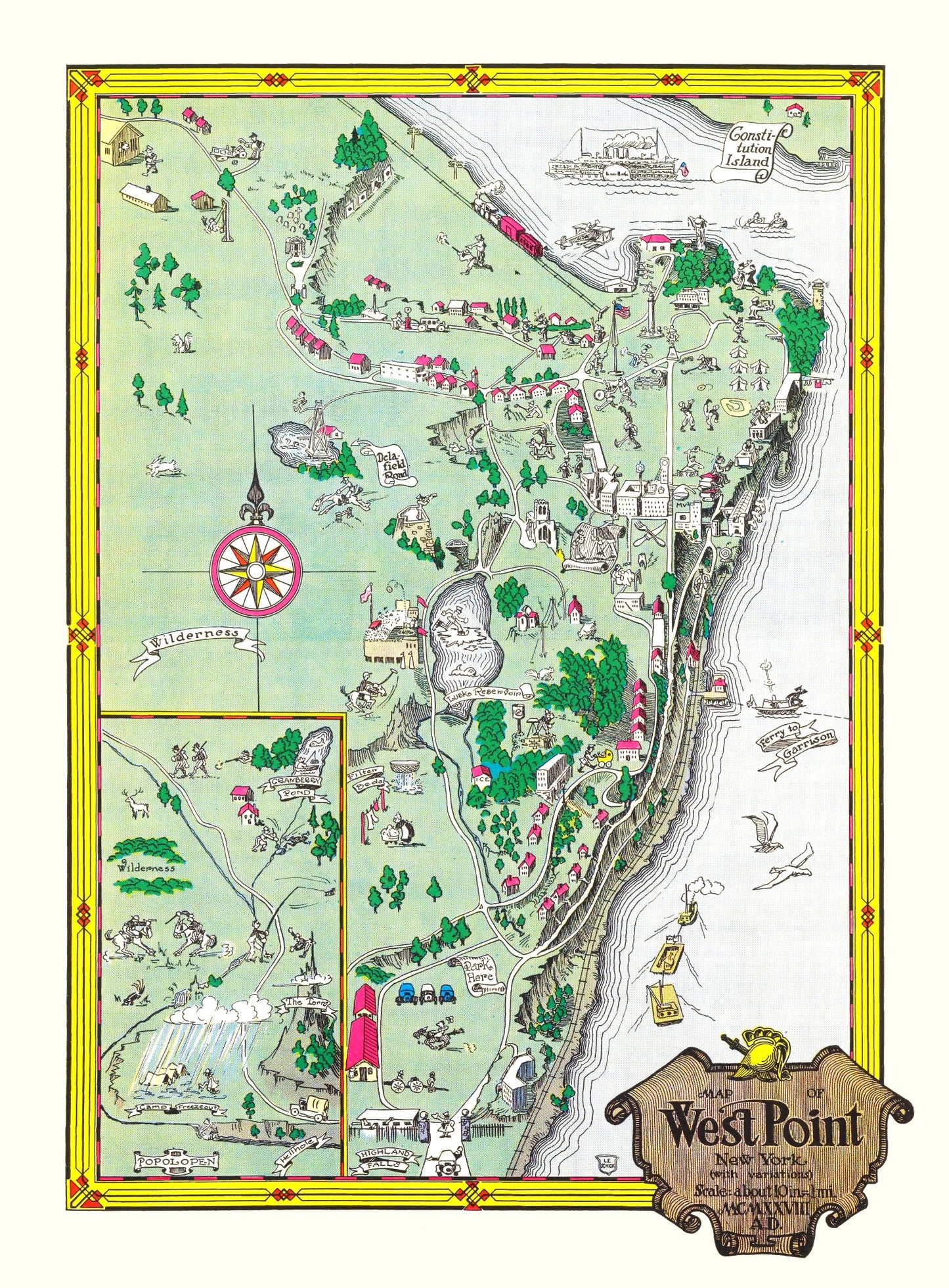 Vintage Map of West Point, New York, 1928