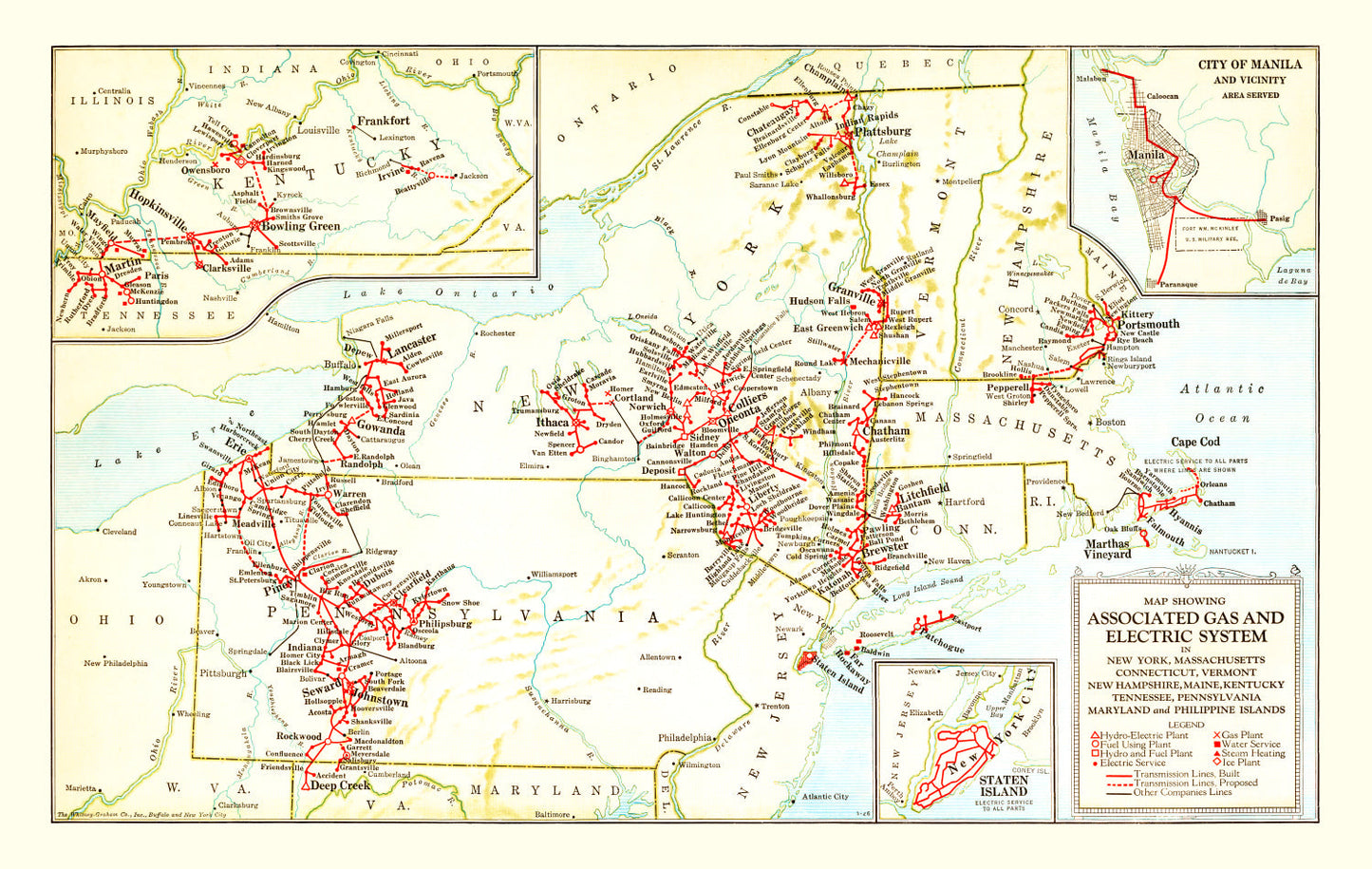 Vintage Map of New York State, 1926
