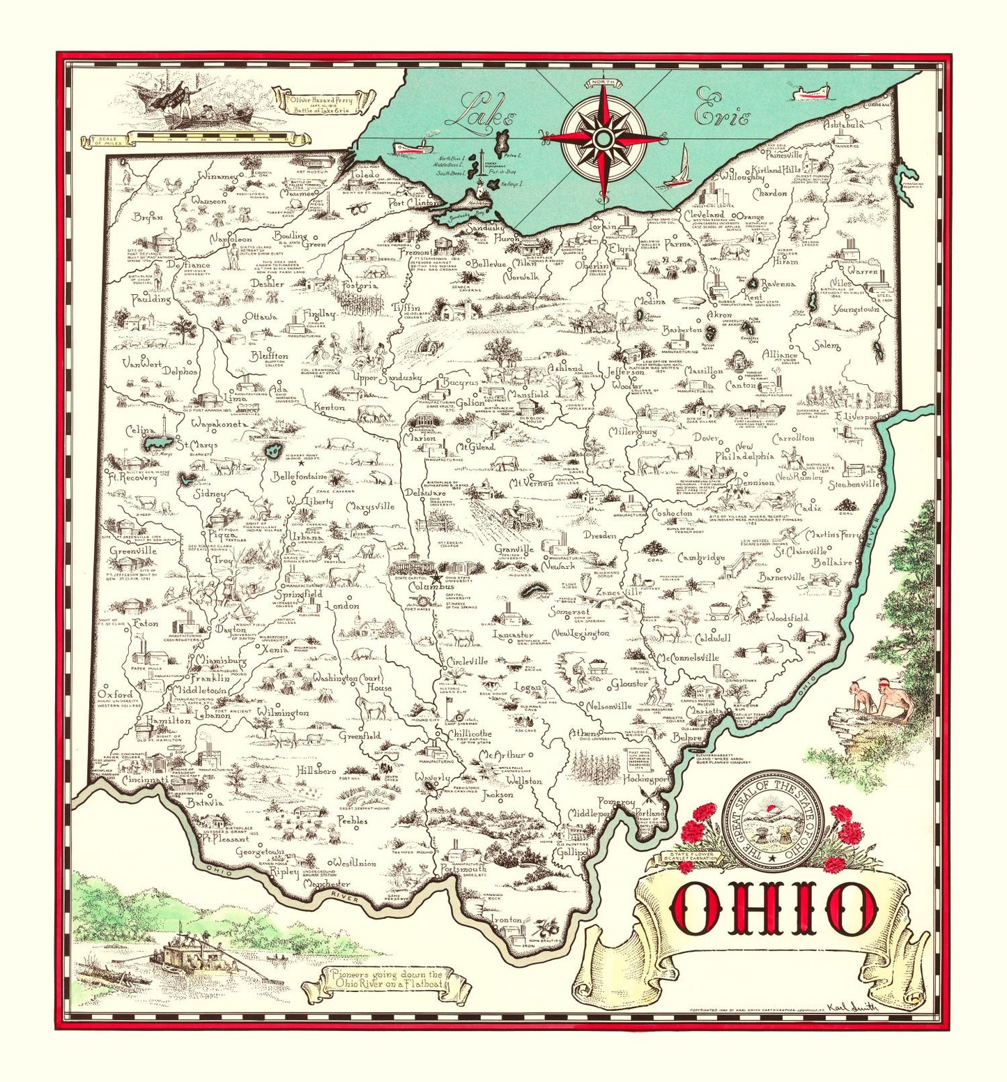 Vintage Map of Ohio, 1940
