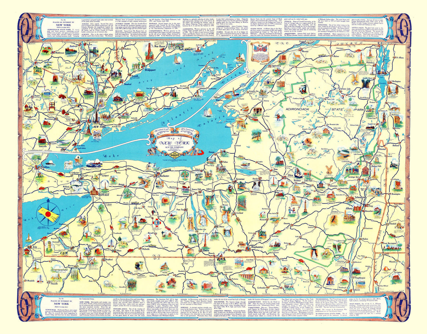 Vintage Map of New York State, 1934