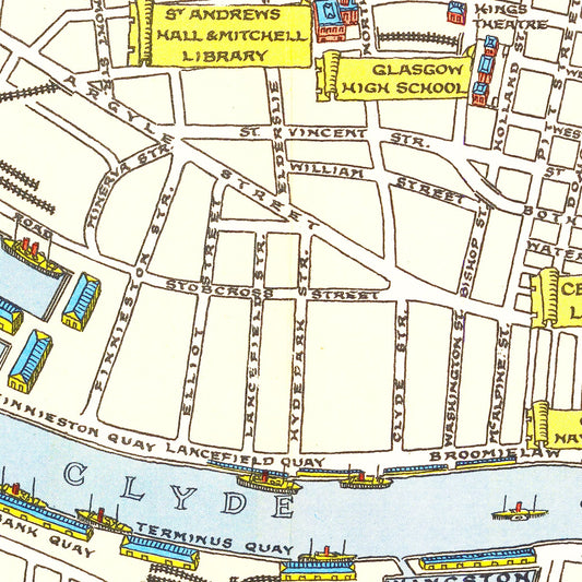 Vintage Map of Glasgow, Scotland, 1938