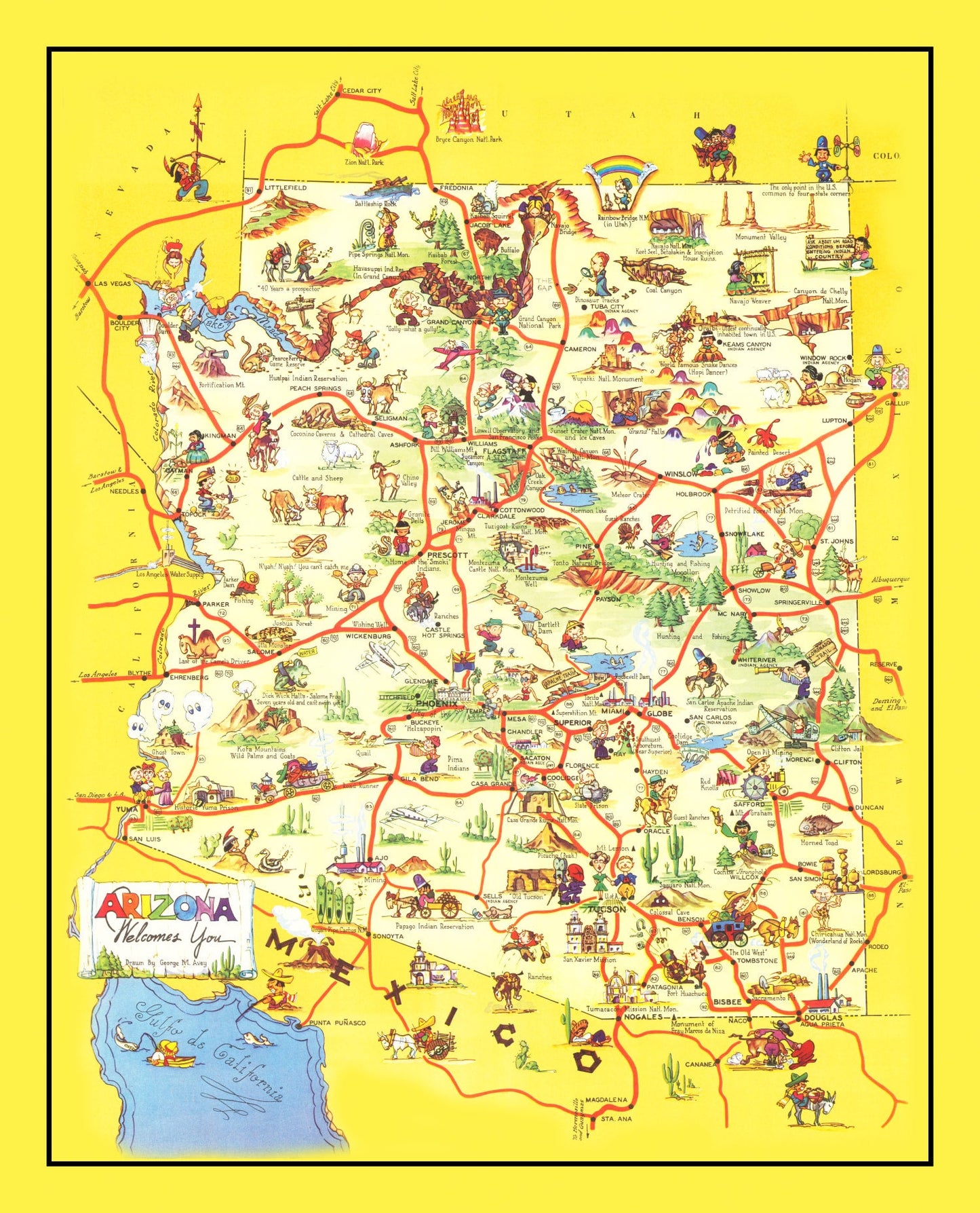Vintage Map of Arizona, 1942