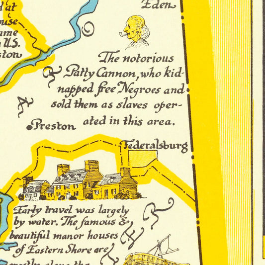 Vintage Map of the Eastern Shore of Maryland, 1957