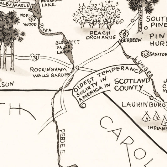 Vintage Map of North Carolina, 1937