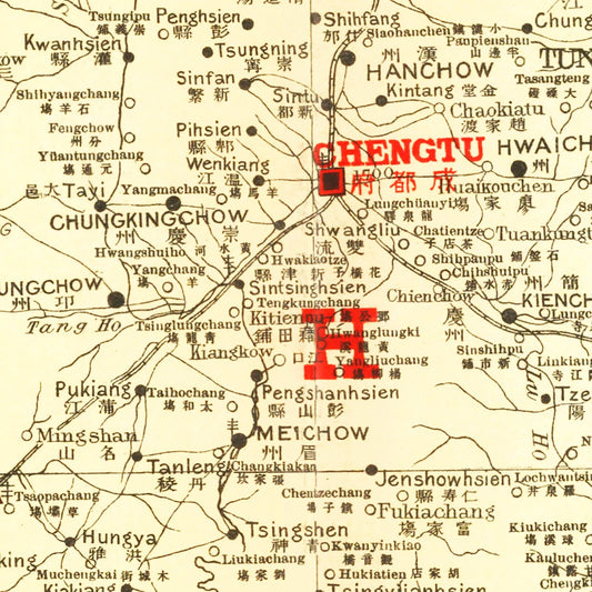 Vintage Map of Szechwan, China, 1917