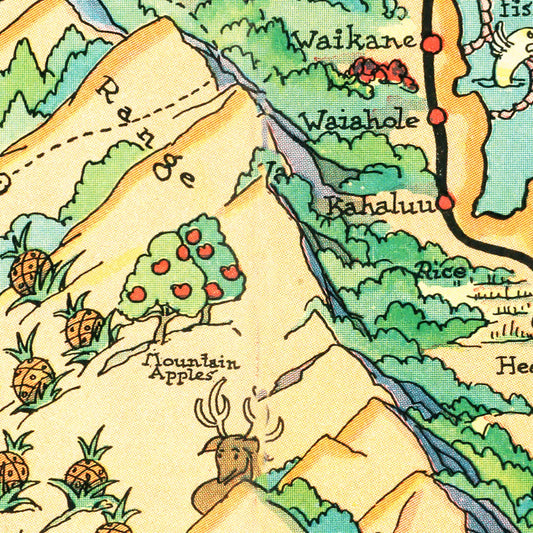 Vintage Map of Oahu, Hawaii, 1935