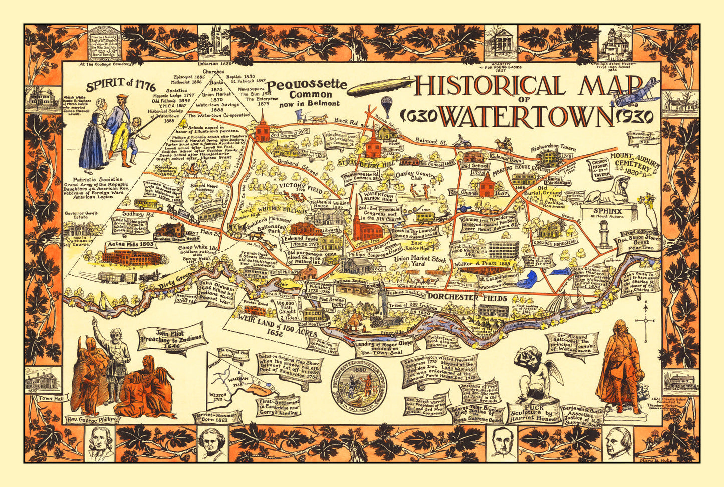 Vintage Map of Watertown, New York 1930