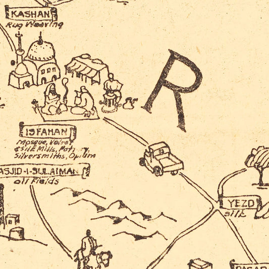 Vintage Map of Iran, 1944