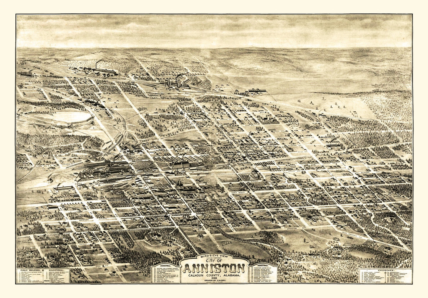 Vintage Map of Anniston, Alabama, 1903 Wall Art
