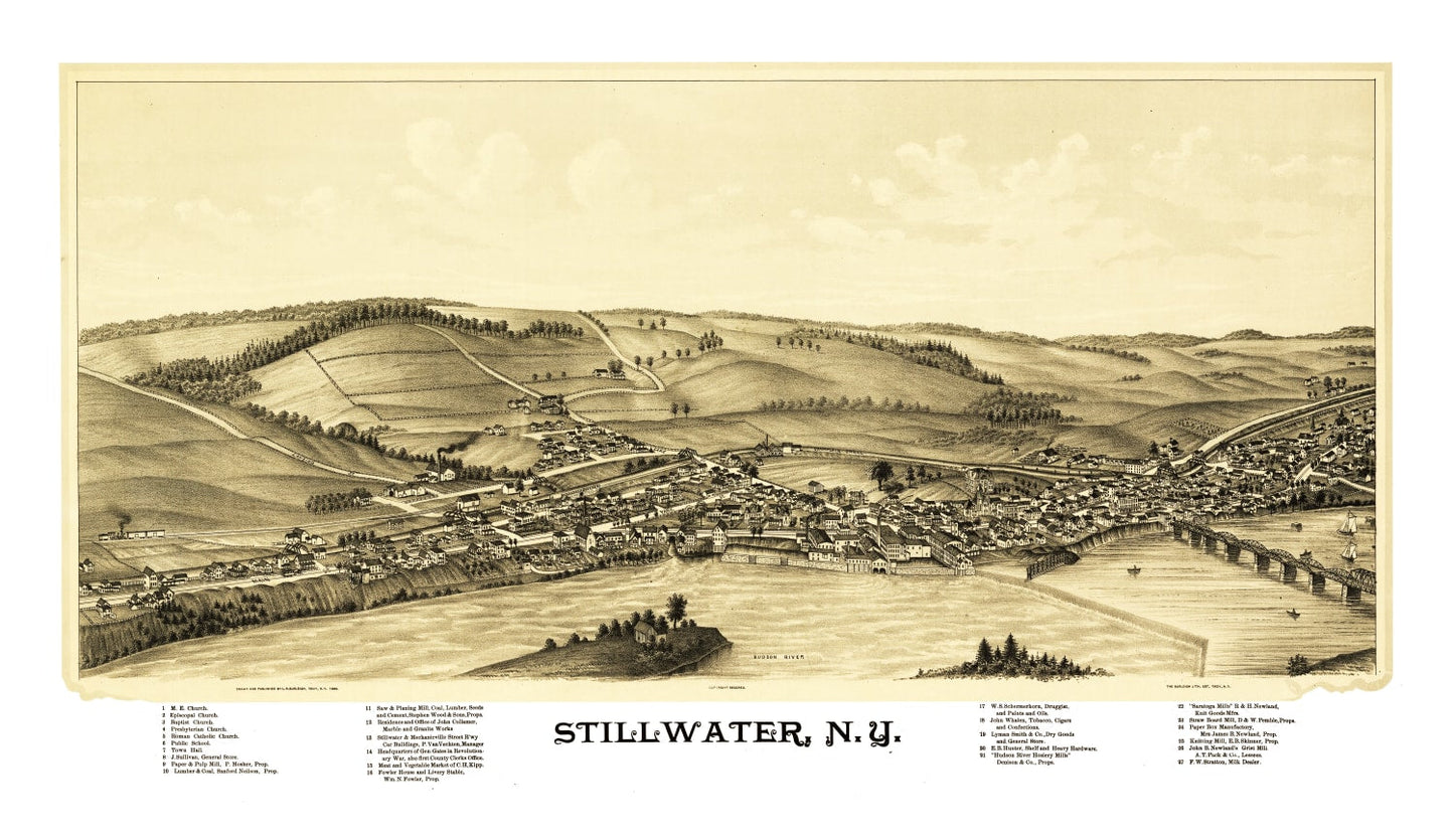 Vintage Map of Stillwater, New York, 1889