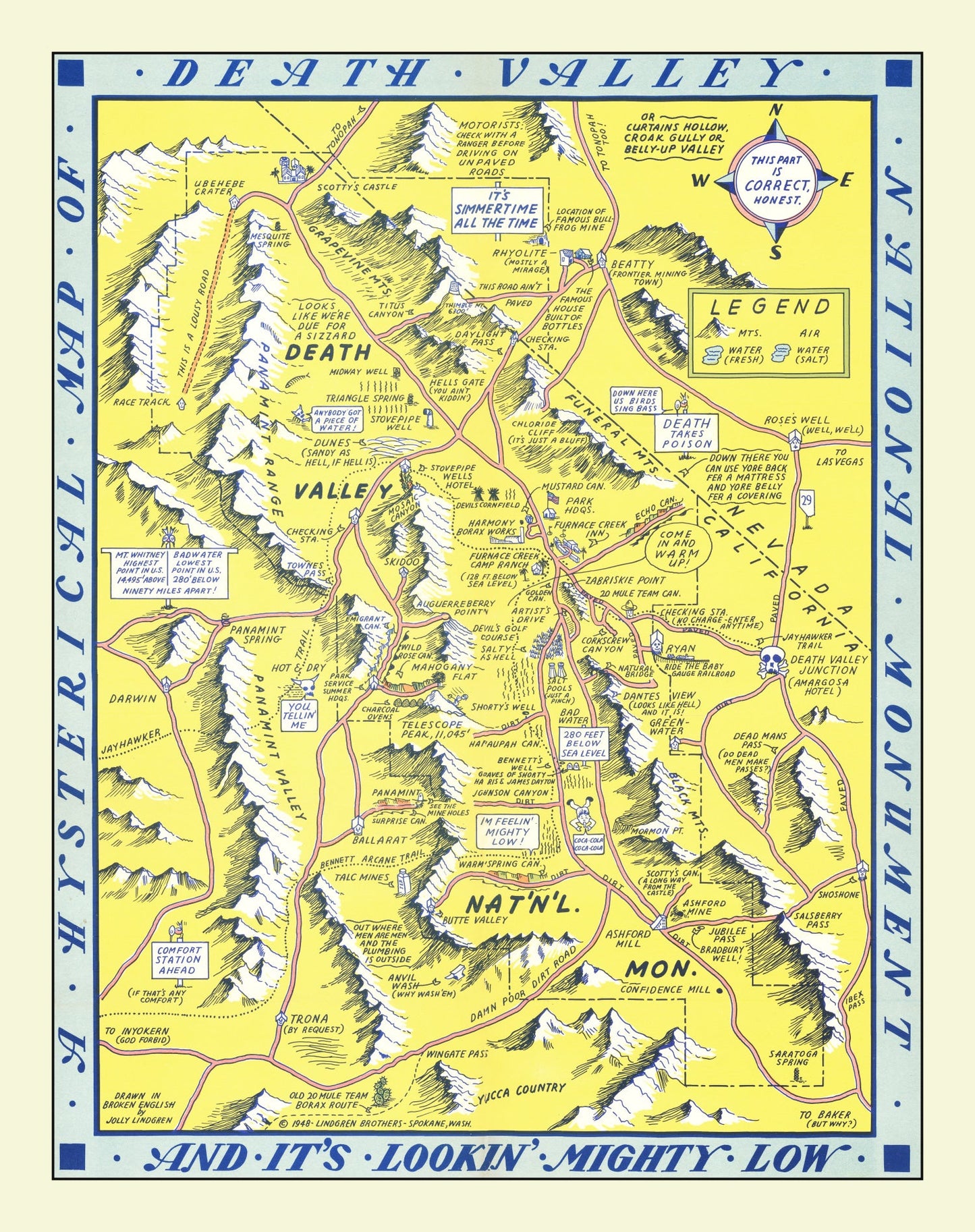 Vintage Death Valley Map, 1948