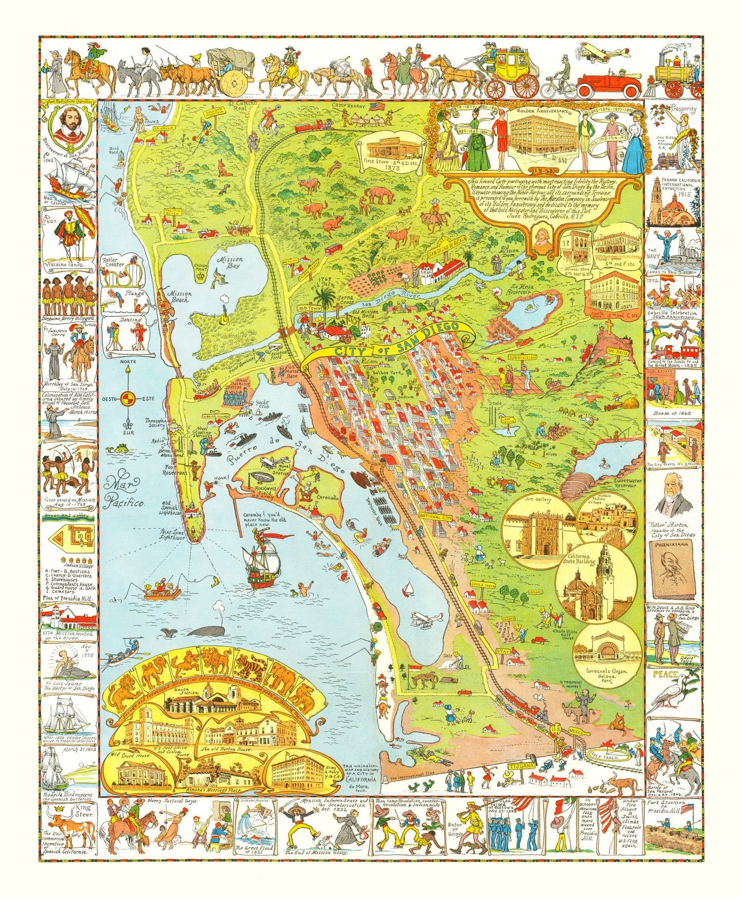 Vintage Map of San Diego, California, 1928