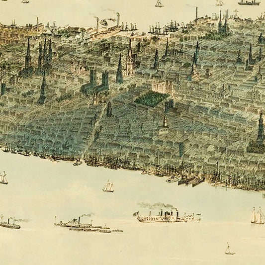 Vintage Map of Manhattan Island, New York, 1854