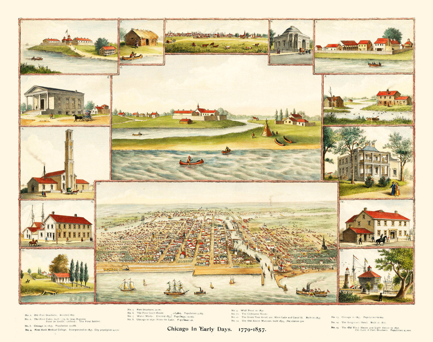 Vintage Map of Chicago, Illinois 1893 - Cook County
