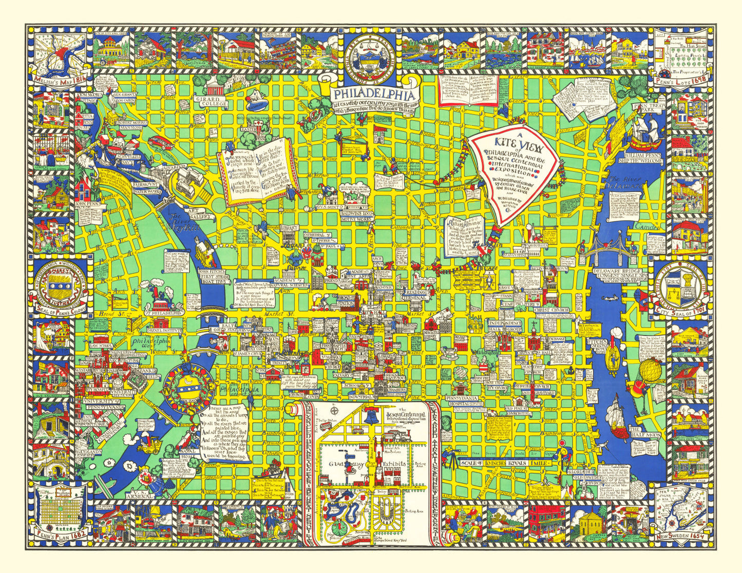 Vintage Map of Philadelphia, Pennsylvania, 1926