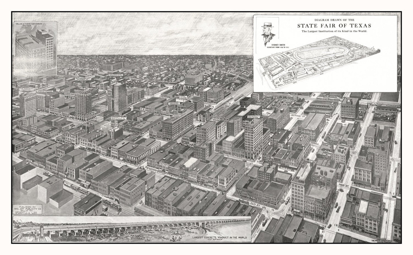 Vintage Map of Dallas, Texas, 1912