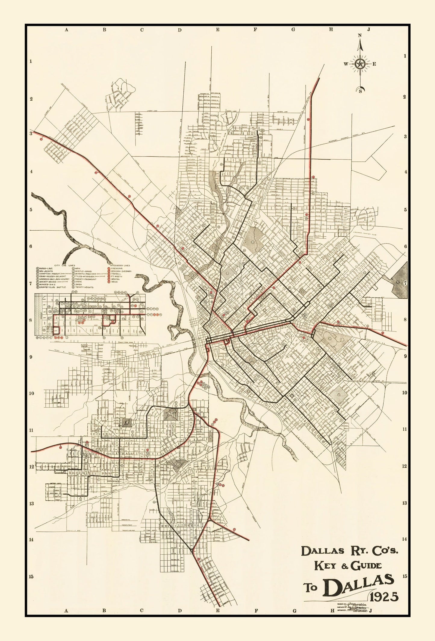 Vintage Map of Dallas, Texas, 1925