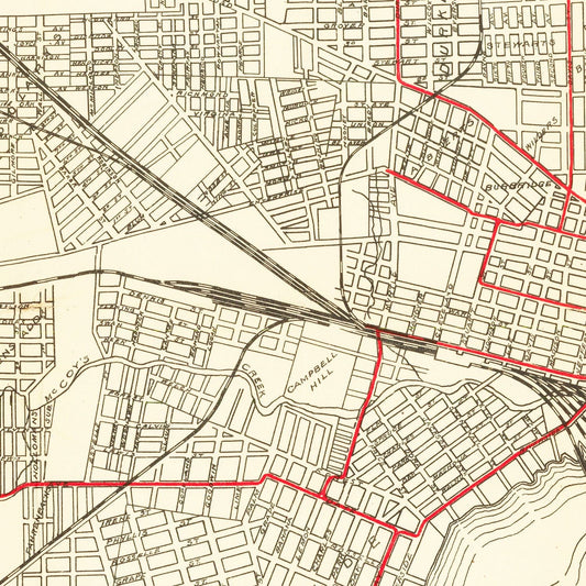 Vintage Map of Jacksonville, Duval County, Florida, 1913
