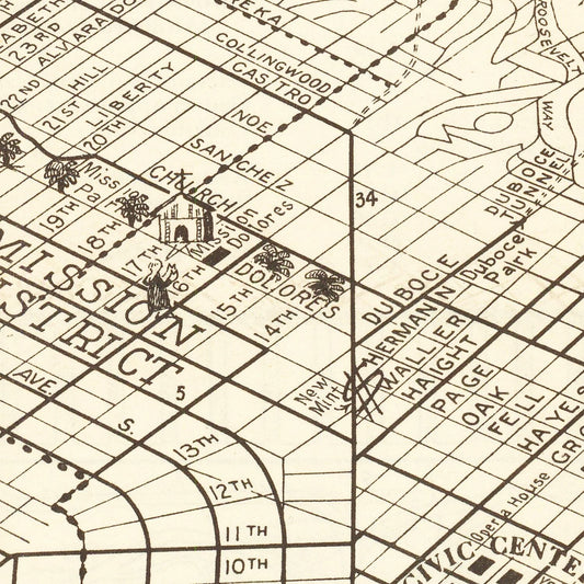 Vintage Map of San Francisco, California, 1939 II