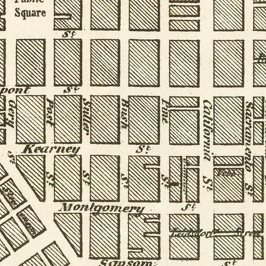 Vintage Map of San Francisco, California, 1852
