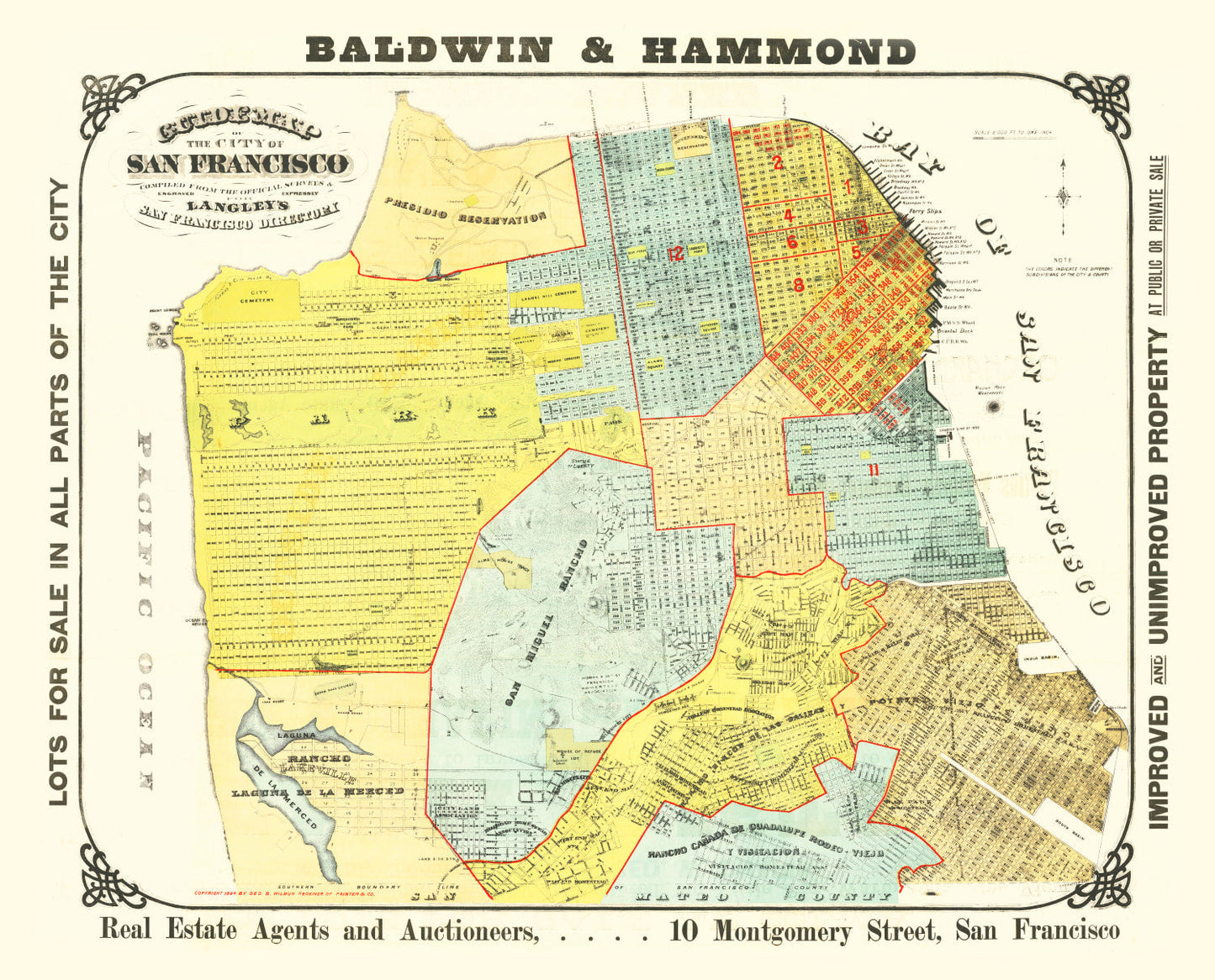 Vintage Map of San Francisco, California, 1894