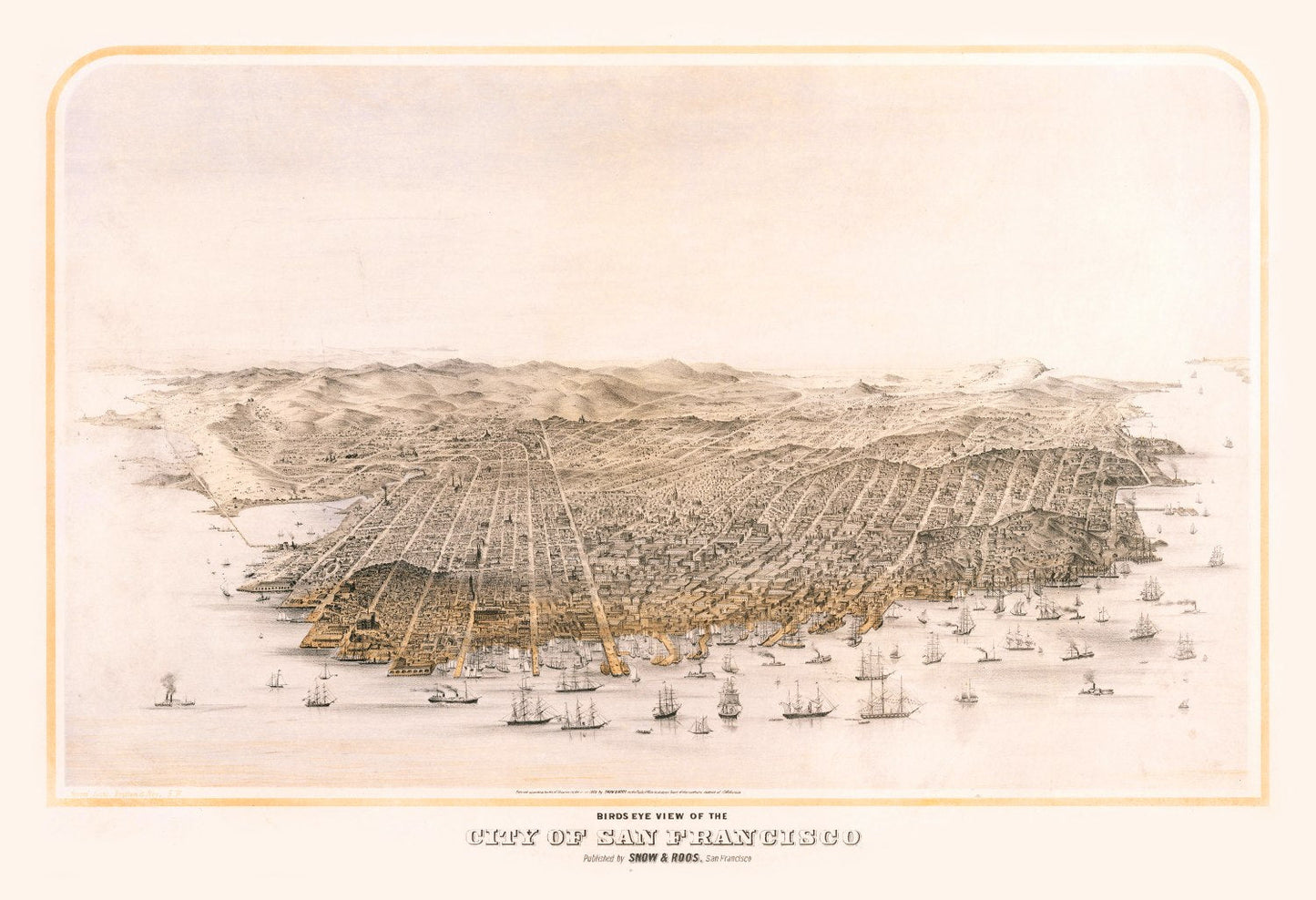Vintage Map of San Francisco, California, 1868 II