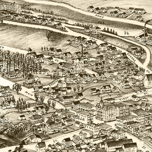 Vintage Map of Ticonderoga, New York, 1891