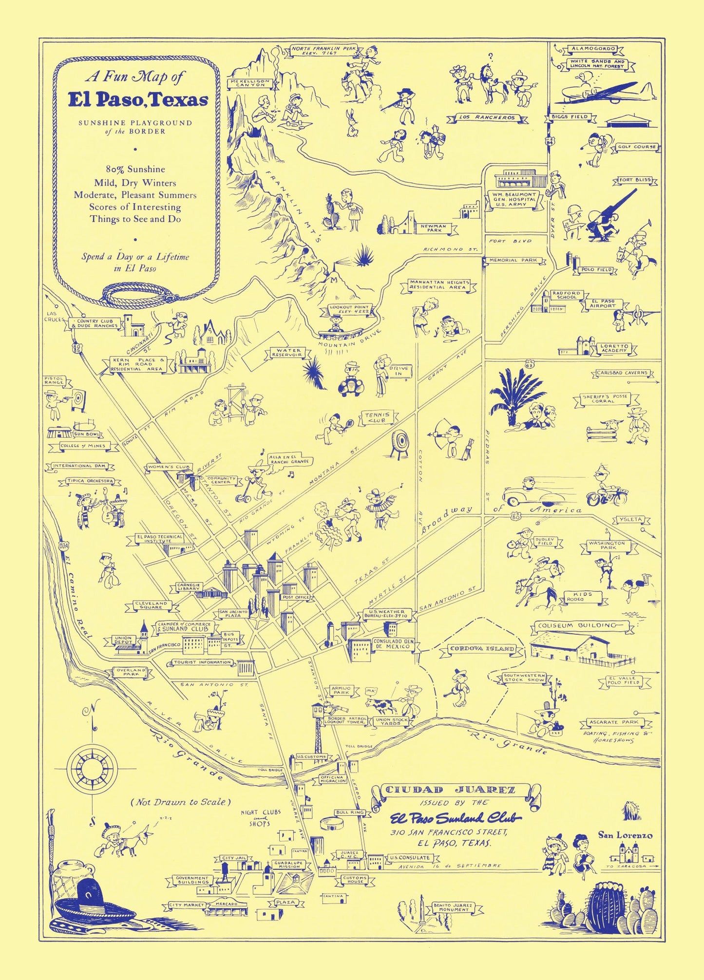Vintage Map of El Paso, Texas, 1945
