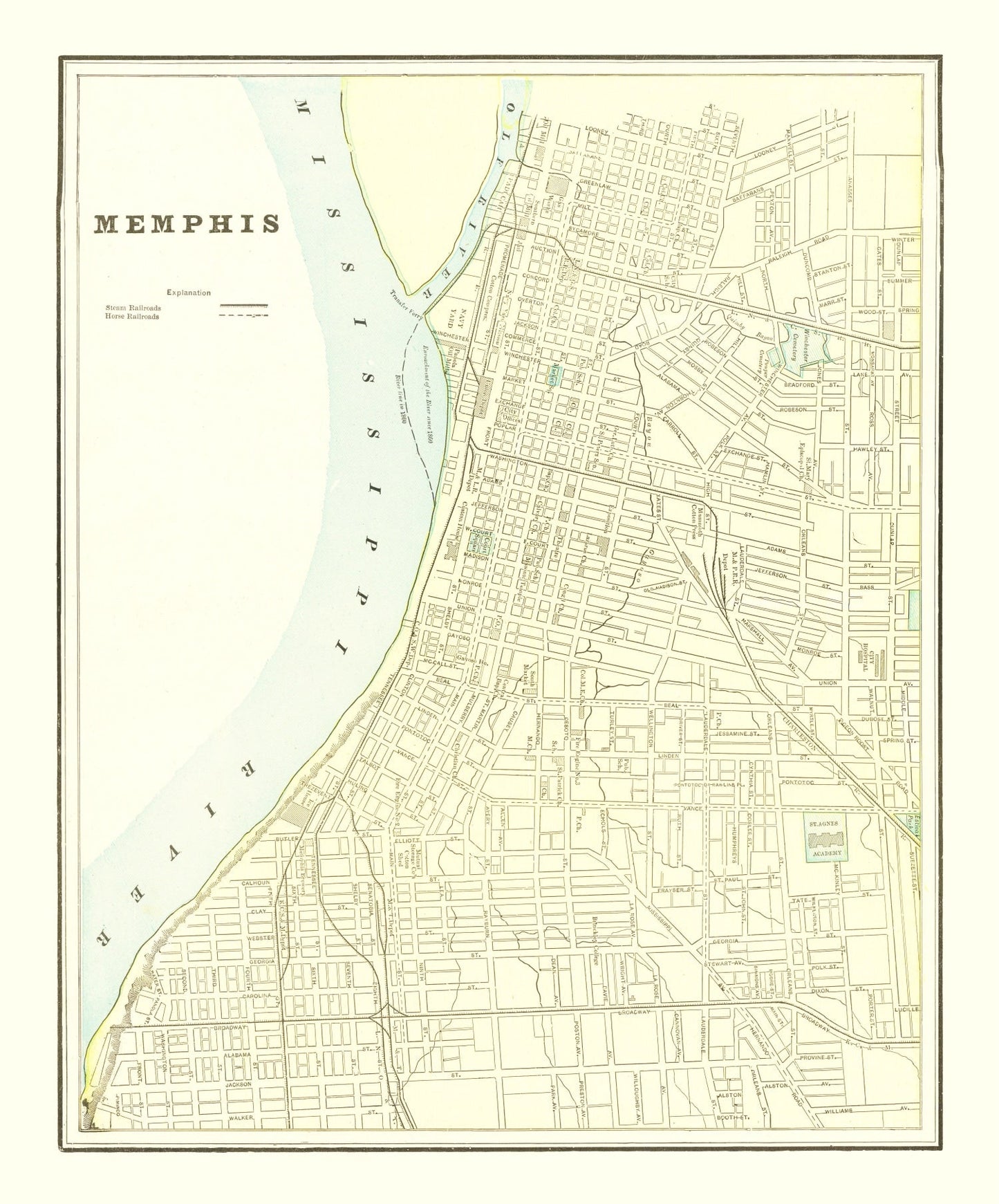 Vintage Map of Memphis, Tennessee, 1895