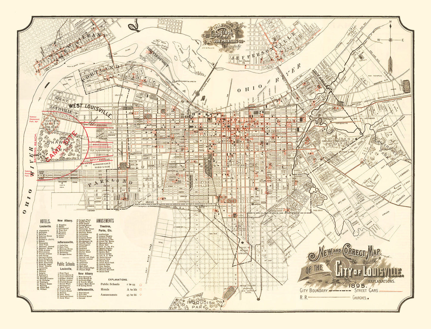 Vintage Map of Louisville, Kentucky, 1895