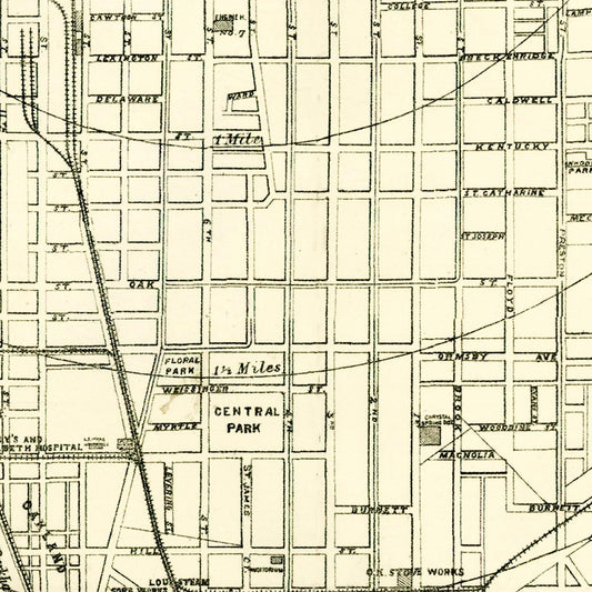 Vintage Map of Louisville, Kentucky, 1893