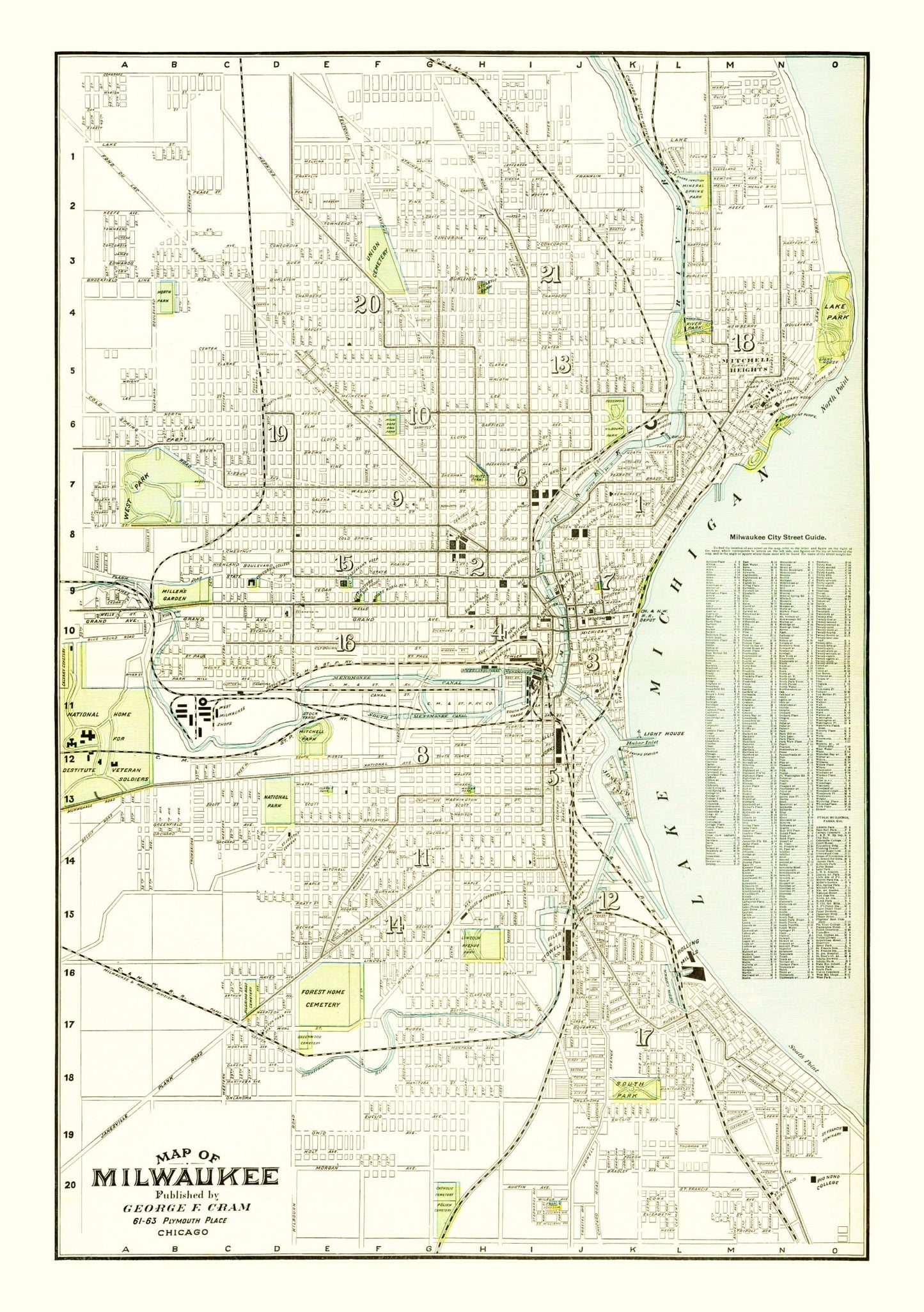 Vintage Map of Milwaukee, Wisconsin, 1898