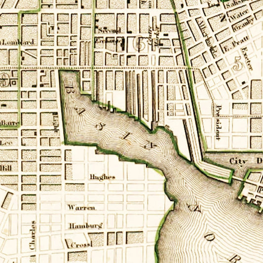 Vintage Map of Baltimore, Maryland, 1838