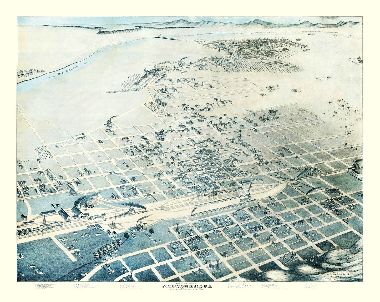 Vintage Map of Albuquerque, New Mexico, 1886