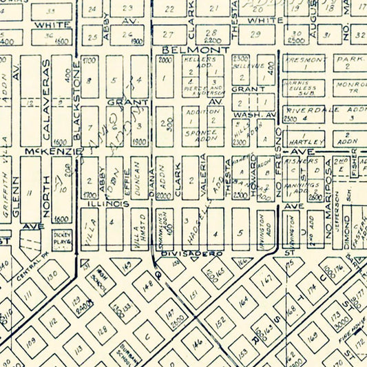 Vintage Map of Fresno, California, 1920