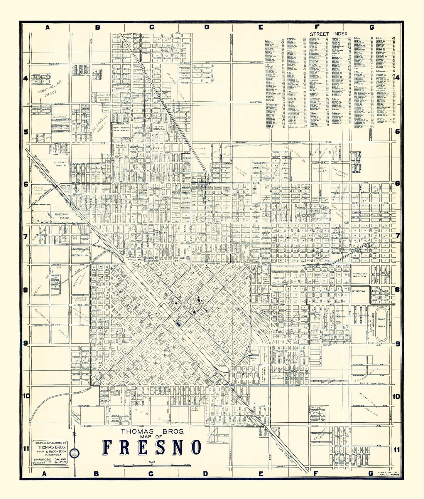 Vintage Map of Fresno, California, 1920