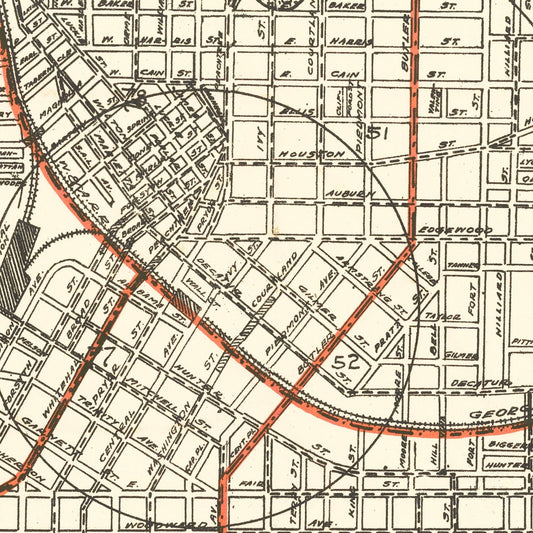 Vintage Map of Atlanta, Georgia, 1912